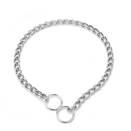 Iron Chain Double Loop Neck Chain. Strong, Durable, Weather Proof, No Pull Dog Training Collar (Silvery, 3.0mm*55cm)