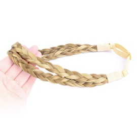 BOBIYA Women Girls Double Three-Strand Braided Synthetic Hair Headband (Orange Blonde)