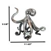 Ebros Large Standing Octopus Statue in Silver Finish Resin Marine