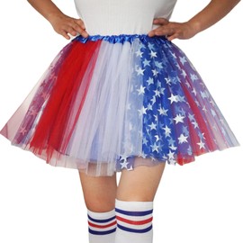DMLBC Women Adult Teens Red Blue White Tutu Skirts Woman Running 4th of July American Flag Tutu Costumes