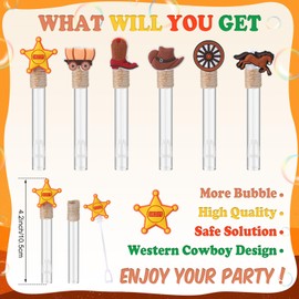 Vinsot 36 Pcs Western Cowboy Party Favors Cute Cowboy Bubble Wands for Kids Mini Bubble Wands Tube Toys Bulk for Birthday Gift Goody Bags Stuffer Classroom Prizes