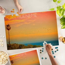Port Hueneme, California, Sunset and Birds (1000 Piece Puzzle, Challenging Jigsaw Puzzle for Adults, Made in USA)