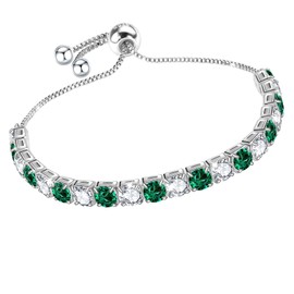 J.Fée Green Bracelets for Womens Silver Plated Bracelet for Women,Crystal Tennis Bracelet for Women Adjustable Bracelet Women Bracelet Diamond Bracelet for Women Jewellery,Valentines Gifts for Her