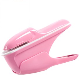 Stapleless Stapler, Staplers for Desk,Mini Stapler,Office Supplies,Paper Clinch Compact Staple Free Staple,with Labor Saving Structure Design for Office School, Up to 8 Sheets Binding, Ivory Pink