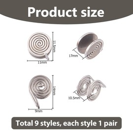 Hobbspring 18Pcs Pressure Earrings for Keloids 9 Styles Stainless Steel Clip Earrings Adjustable Spiral Non-Pierced Earring Compression Earring Metal Ear Cuff for Women Men Ladies
