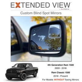 Custom Blind Spot Mirrors - Compatible With 2009- Present 4th Gen Ram and Ram Classic 1500 | Blind Spot Mirrors Compatible with 4th Generation Ram 1500 mirrors | NXTGEN Extended View (2 Pack)