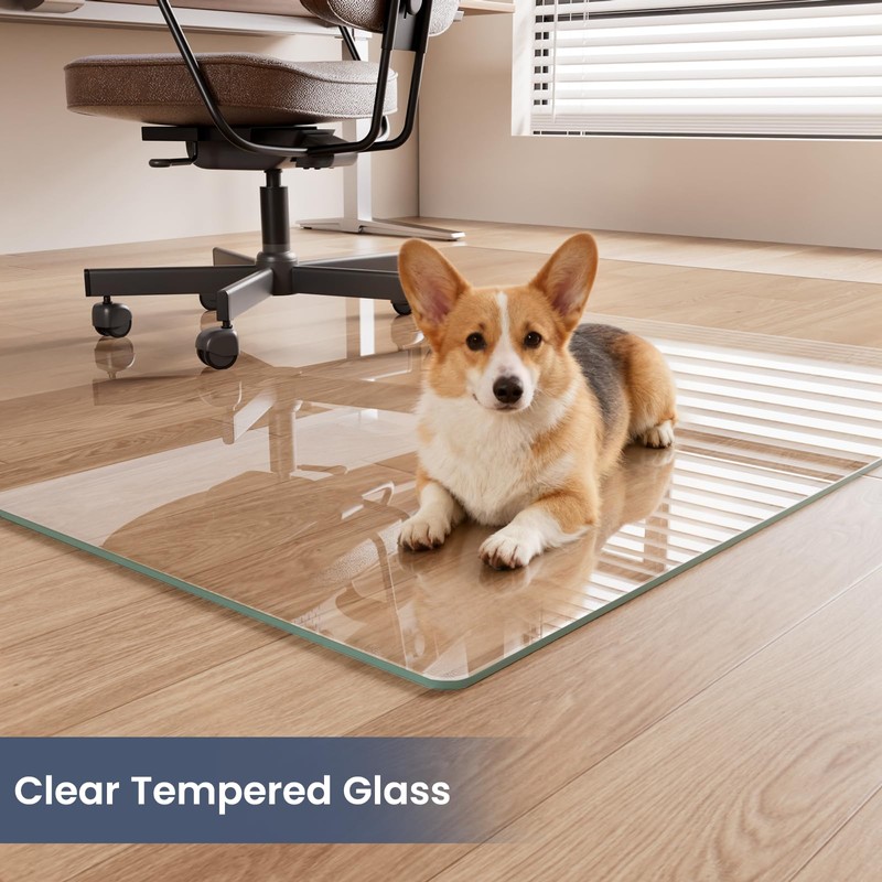46"x46" Tempered Glass Chair Mat for Carpet