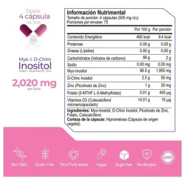 ETERNAL NUTRITION Essentials Inositol 40:1 + Myo & D-Chiro (300 Cápsulas) | Folato Metilado 5-MTHF, Vitamina D3 y Zinc | 75 Porciones · 2020 mg | Bien