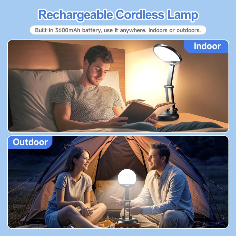 One Fire Cordless Rechargeable Table Lamp, 3600mAh Battery Powered, 10