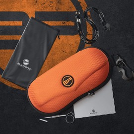 BLUPOND Sunglasses Case Semi Hard EVA Shell with Metal Hanging Hook Belt Clip Sun Glasses Storage (Orange)