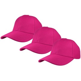 Gelante Plain Baseball Cap Adjustable Back Strap 3 PC, Hot Pink, One Size