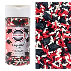 Mystic Sprinkles Graduation Day Sprinkles Mixes (Graduation Day! Black, Red & White Sprinkle Mix 3.8oz)