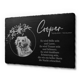 CHRISCK design Memorial Plaque 100% Freely Customisable Dog Grave Stone for Outdoor Use Grave Ornament Slate for Dogs and Cats
