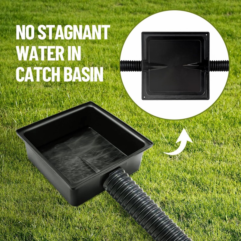 NAACOO Gutter Downspout Extensions, Upgraded 12x12in Catch Basin Low Profile