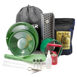 ASR Outdoor 3lb Paydirt Complete Backpack Gold Panning Kit with Mini Aluminum Sluice Box, 15pc