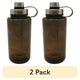 Ozark Trail 2 Ozark Trail 32 oz Black  Plastic Water Bottle with Wide Mouth and Flip-Top Lid