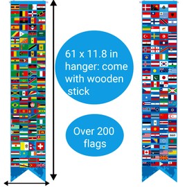 61 In Over 200 International Flag Banner World Flag Banner Welcome Sign for Classroom Decorations Multicultural Around The World Back to School Decorations Country flags Soccer Birthday Party Decor
