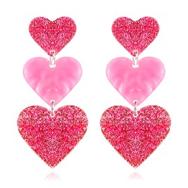 Valentine Earrings for Women Pink Heart Earrings Valentines Day Gifts for Her Valentines Dress Shirts Outfits Accessories Pink Stuff