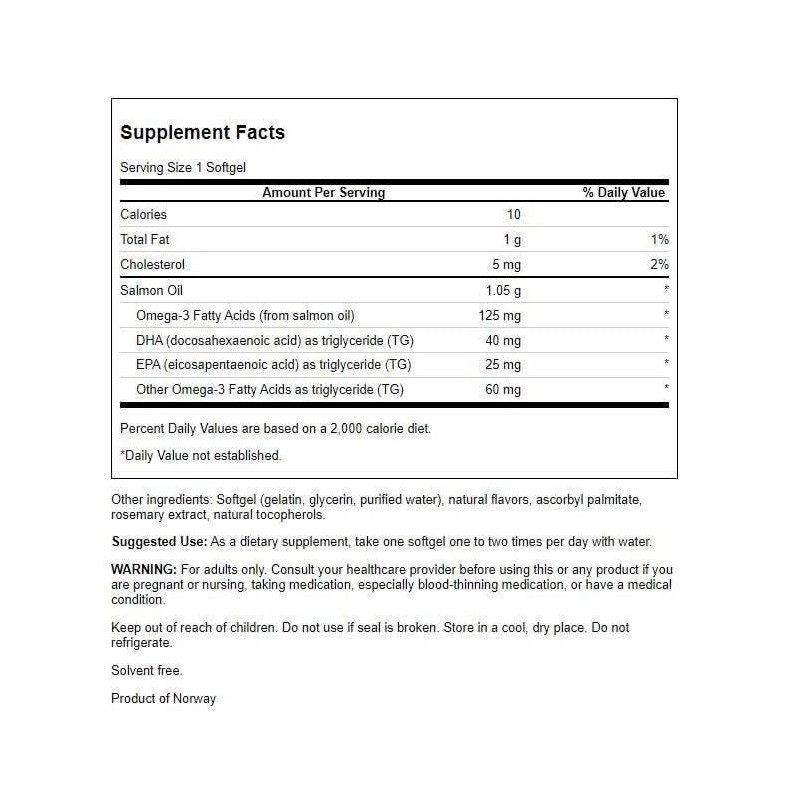Swanson Virgin Salmon Oil (ecomega) 1050 Milligrams 90 Sgels