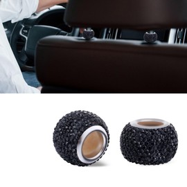 Wedcool 2PCS Car Head Rest Rings Decor, Bling Car Headrest Collars, Auto Head Rest Rhinestone Crystal Diamond, Seat Accessory Crystal Decoration, Car Interior Accessories for Cars, SUVs (Black)