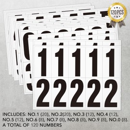 2 inch Self Adhesive Numbers for Mailbox, House Numbers, Reflective Mailbox Number, Trash Cans Number, for Outside, 120 PCS (Black/White)