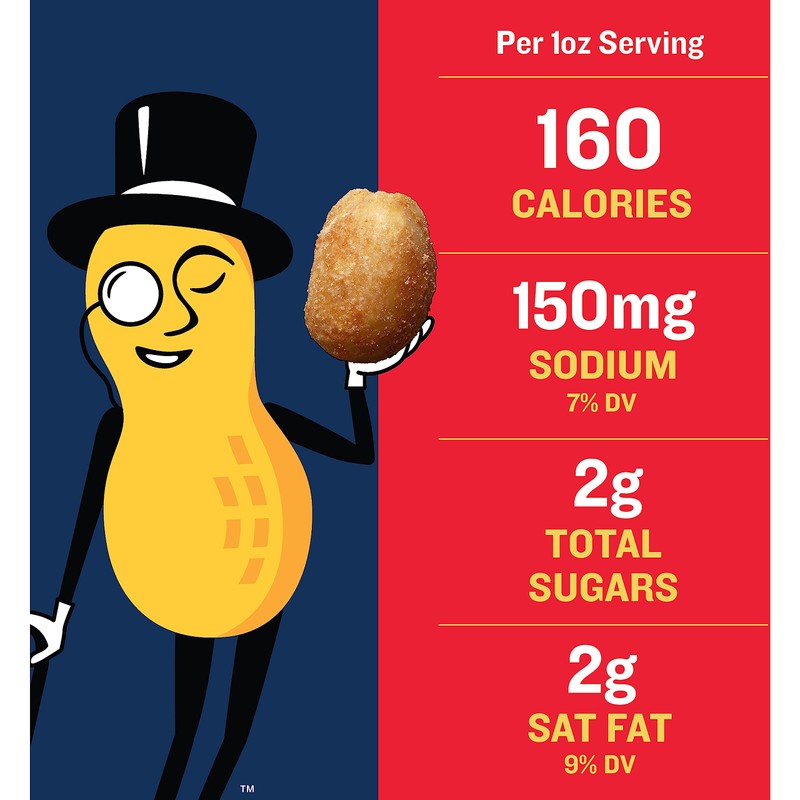 PLANTERS Dry Roasted Peanuts, Plant-Based Protein, Dry Roasted Peanut Snacks,