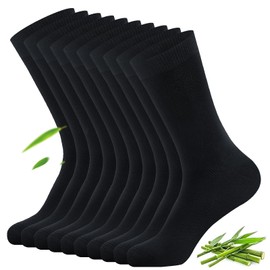 oolong Bamboo Socks Mens Bamboo Work Socks, 10 Pairs Unisex Black Socks,Viscose Bamboo Rayon Socks for Men 6-13 Breathable Lightweight, Super Soft