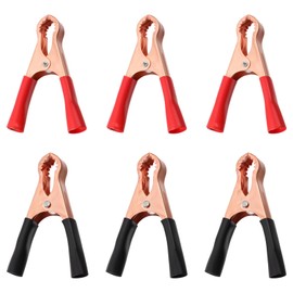 6 Pcs 50A Insulated Alligator Clips Metal Alligator Clips Black & Red Heavy Duty Battery Charger Clamps Metal Spring Clips for Loading Truck Car Battery Electric Test