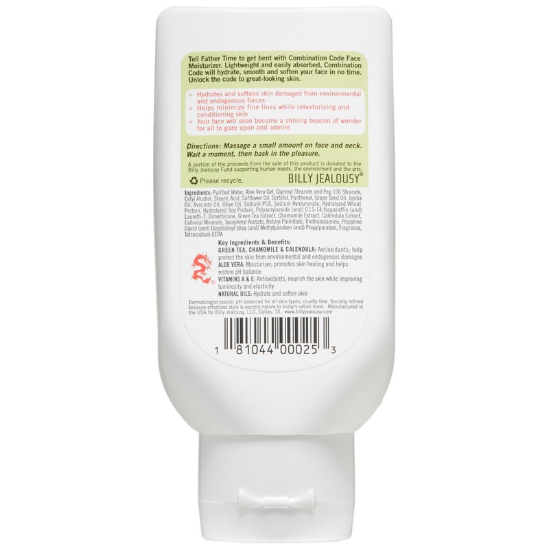 Billy Jealousy Combination Code Face Moisturizer, 3 Fl Oz