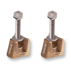 Swimcare Brass Pool Ladder Rail Wedge Anchor Kit (2 Pack) – 1.06" x 0.925" x 1" Wedge Triangle with 5/16" BSW Bolt (2.14") & Washer – Replacement Anchor Kit for 4" Pool Ladder Rails