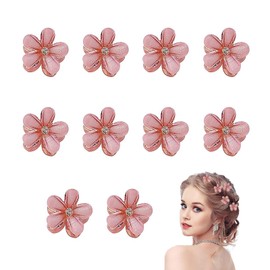 Pack of 10 Hair Accessories for Women, Hair Accessories Flowers, Small Hair Clip Flower Small for Photo, Everyday, Party, Wedding (Pink)