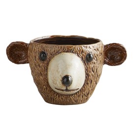 47th & Main Textured Shaped Ceramic Planter, Large, Bear Face