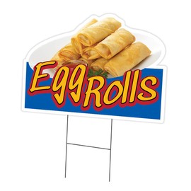 Egg Rolls 12" x 16" Yard Sign & Stake | Advertise Your Business | Stake Included Double Sided Image | Made in The USA