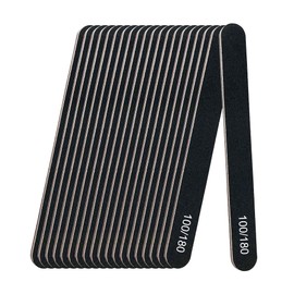 Nail Files Set, 20PCS 100/180 Grit Professional Nail Files Double Sided Emery Board, Black Fingernal Buffing Files for Acrylic Nails, Nail Buffering Files