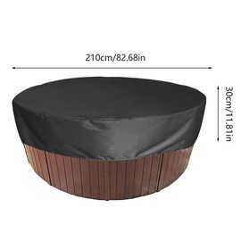 Round Hot Tub Cover 210 x 30cm Anti UV Swimming Pool Cover Outdoor Portable Elastic SPA Covers Moisture Proof Foldable Dustproof Hot Tub Protector Cover Waterproof