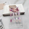 24Pcs French Press on Nails Short Almond with Floral Ombre