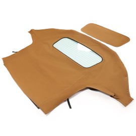 KUAFU Convertible Soft Top Compatible with 1990-2005 Mazda Miata, Tan Soft Roof Replacement with Clear Heated Glass Window, Premium Grade Sailcloth Vinyl