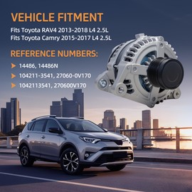 Tiubvfdd 104211-3541 Alternator New 12V 125A Compatible with 2015-2017 Toyota Camry L4 2.5L & 2013-2018 Toyota RAV4 L4 2.5L AWD - Replaces 104211-3161, 11163, 270600V170, 27060-0V170