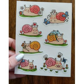 Unbranded Set of 7 Snail Stickers Vinyl Decals Small 2 inches Slime Puppies Summer Kids