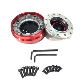 Quick Release Steering Boss, Thin, Slim Type, 1.0 inches (25 mm), Detachable Handle, Anti-Theft, General Purpose (Red)