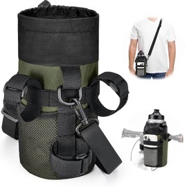 Eyein Bicycle Bottle Holder, Universal Bicycle Drink Holder with Adjustable Carry Strap, Mesh Compartment & Thermal Insulation for Cruisers, Scooters, Mountain Bike & Wheelchair (Green)