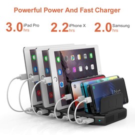 Alxum 60W 10 Ports USB Charging Station for Multiple Devices, Multi USB Charger Station with 5V/2.4A Output for Phone, Tablet and More