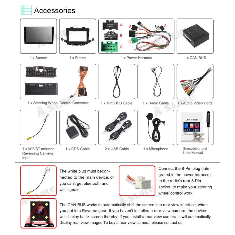 ASURE 2+64GB Car Radio Stereo for Buick Verano 2016-2019 CarPlay