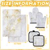 Sratte 6 Pcs Farmhouse Marble Kitchen Towels Pot Holders Oven