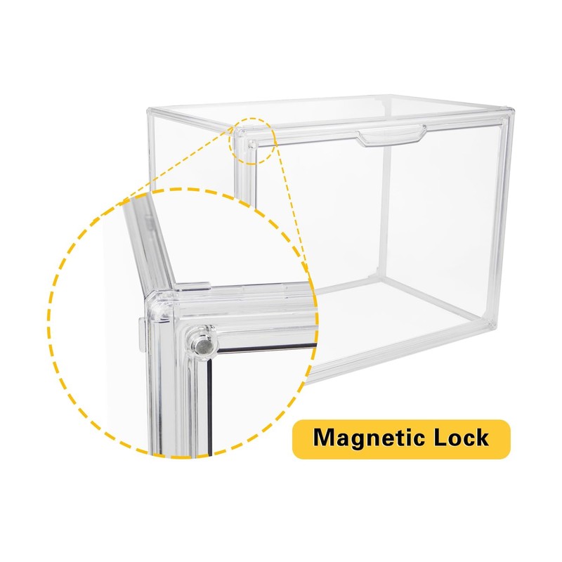 GUDEMAY Clear Stackable Plastic Storage Bins with Magnetic Lid, Dustproof