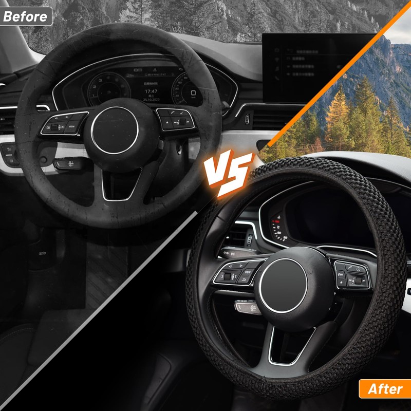 KAFEEK Elastic Stretch Steering Wheel Cover,Warm in Winter and Cool