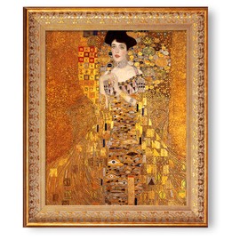 The Lady in Gold by Gustav Klimt.Framed Size:24.5 x 20.5 inches,Image Size:20x16 inches,Vintage Pattern Gold Frame The World Classic Art Reproductions, Giclee Canvas Prints Wall Art for Home Décor