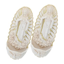 ABOOFAN 2pcs Guadalupe Holy Water Font Wall Hanging Decor Stylish Catholic Church Decoration for Entrance Elegant Design Enhancing Spiritual Atmosphere