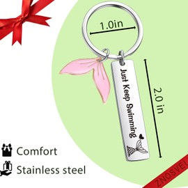 ZNOSVEI Swimmer Jewelry Swim Gift Sibling Keychain Swimming Team Keychain Mermaid Keychain Mermaid Inspiration Jewelry Just Keep Swimming Keychain Mermaid Gift Mermaid Decor Keychain