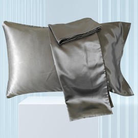 ZIYUHOME Pillowcases Dark Grey Queen 20x30 Inches Set of 2 Soft Smooth Comfortable Silky Pillowcase Similar to Silk Pillow Cases Satin Polyester Envelope Closure Gifts (Queen, Dark Grey)